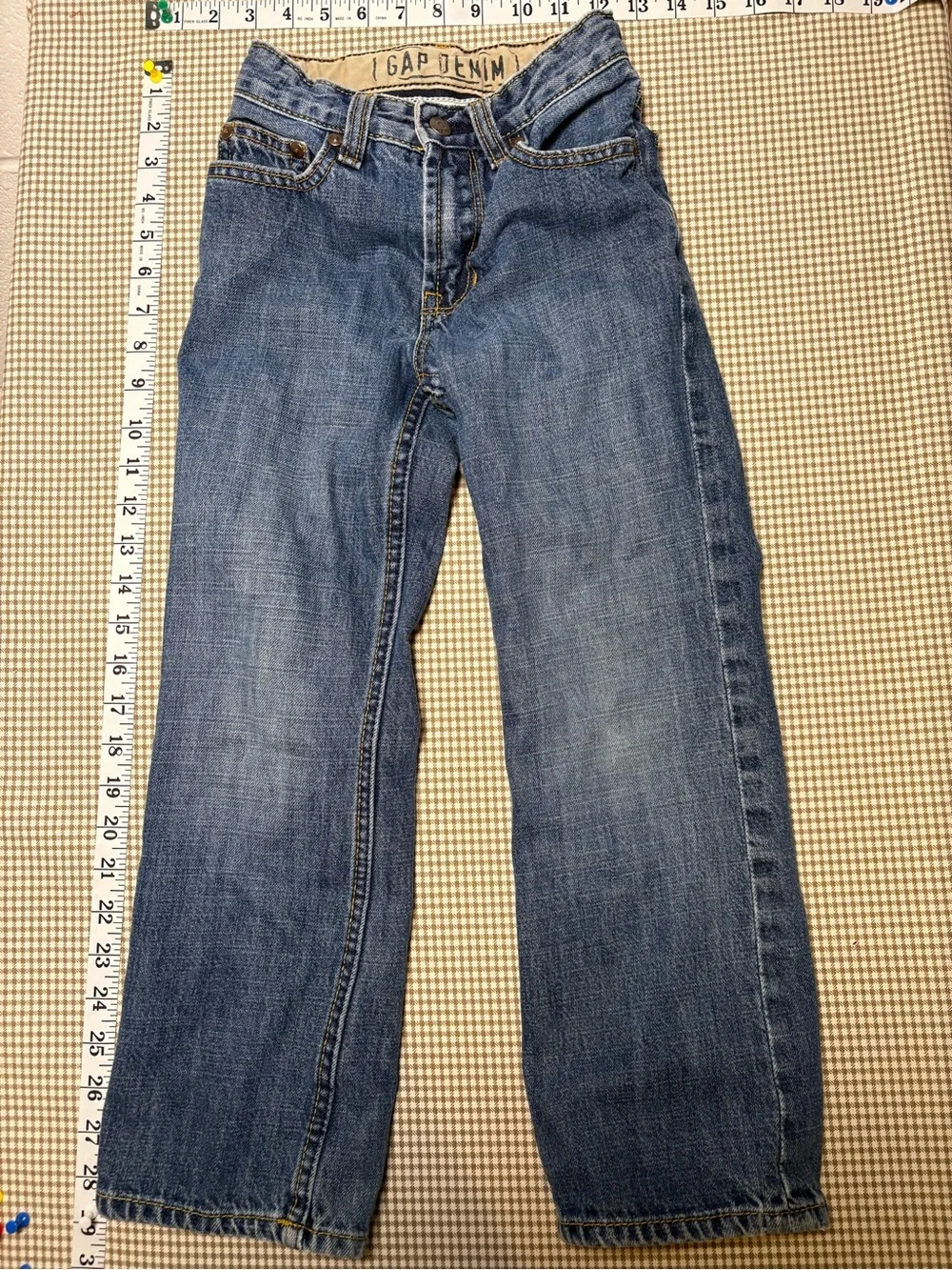 Y2K Gap Kids Denim Jeans Size 7 Slim Adjustable Waist Fall 2008 Blue Jeans
